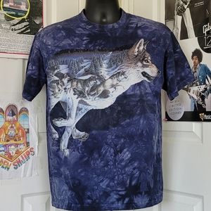 Vintage 90s The Mountain Tie Dye Wolfpack T-Shirt